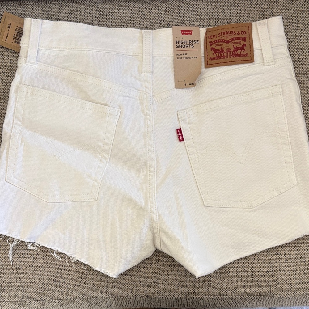 Levi's White High-Rise Cutoff Denim Shorts - Picture 3 of 3